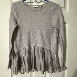 LC Lauren Conrad Gray Silver Pleated Mock-Layer Top XS